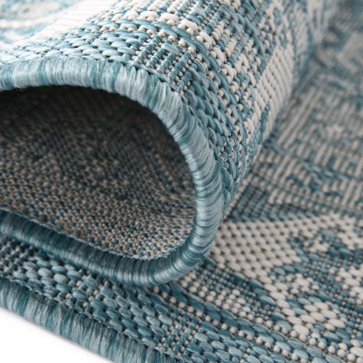 Aqua 6 Ft Runner Flatweave Rug S2420