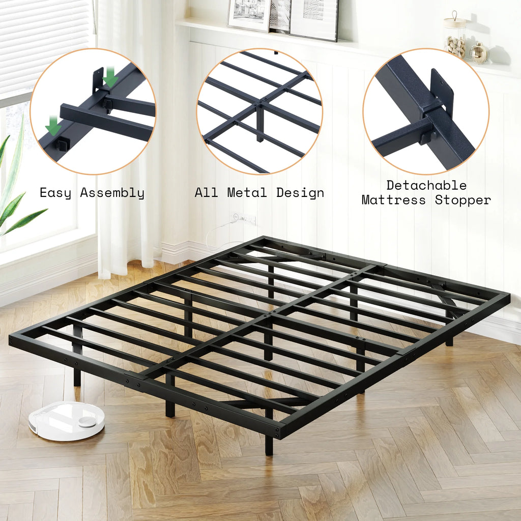 Queen Size LED Metal Platform Bed Frame Q66376