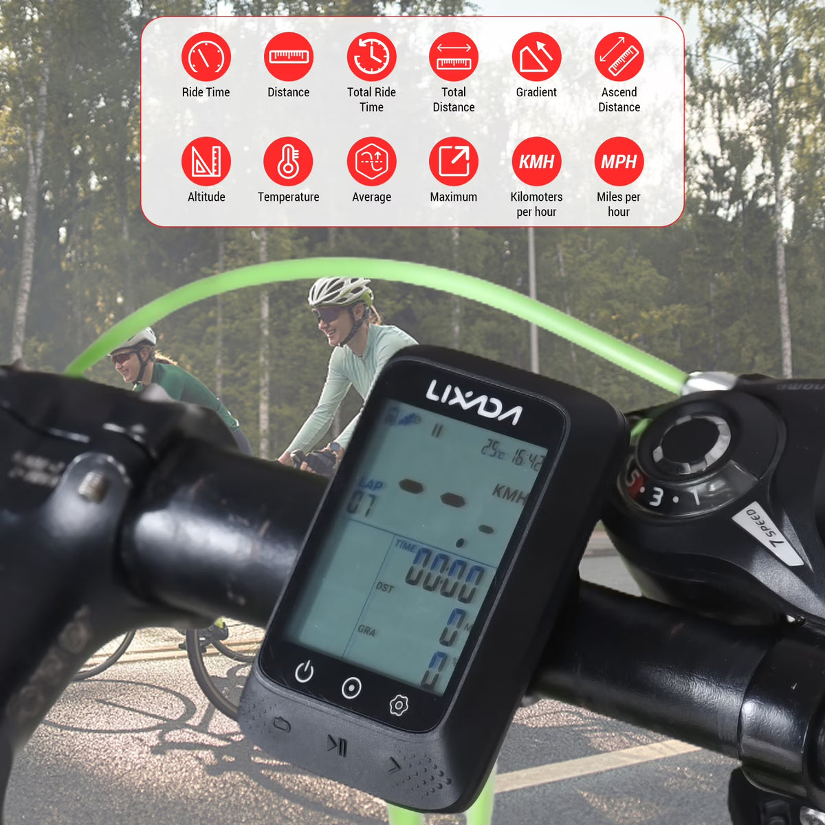 Wireless Waterproof Bike Computer with Altitude N3229