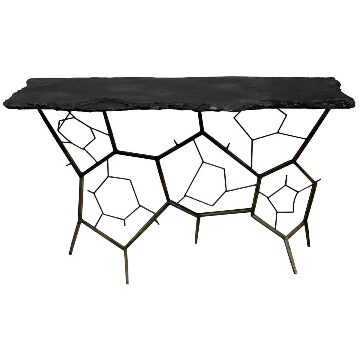 Stone Console Table on Black Cast Iron Base S23375