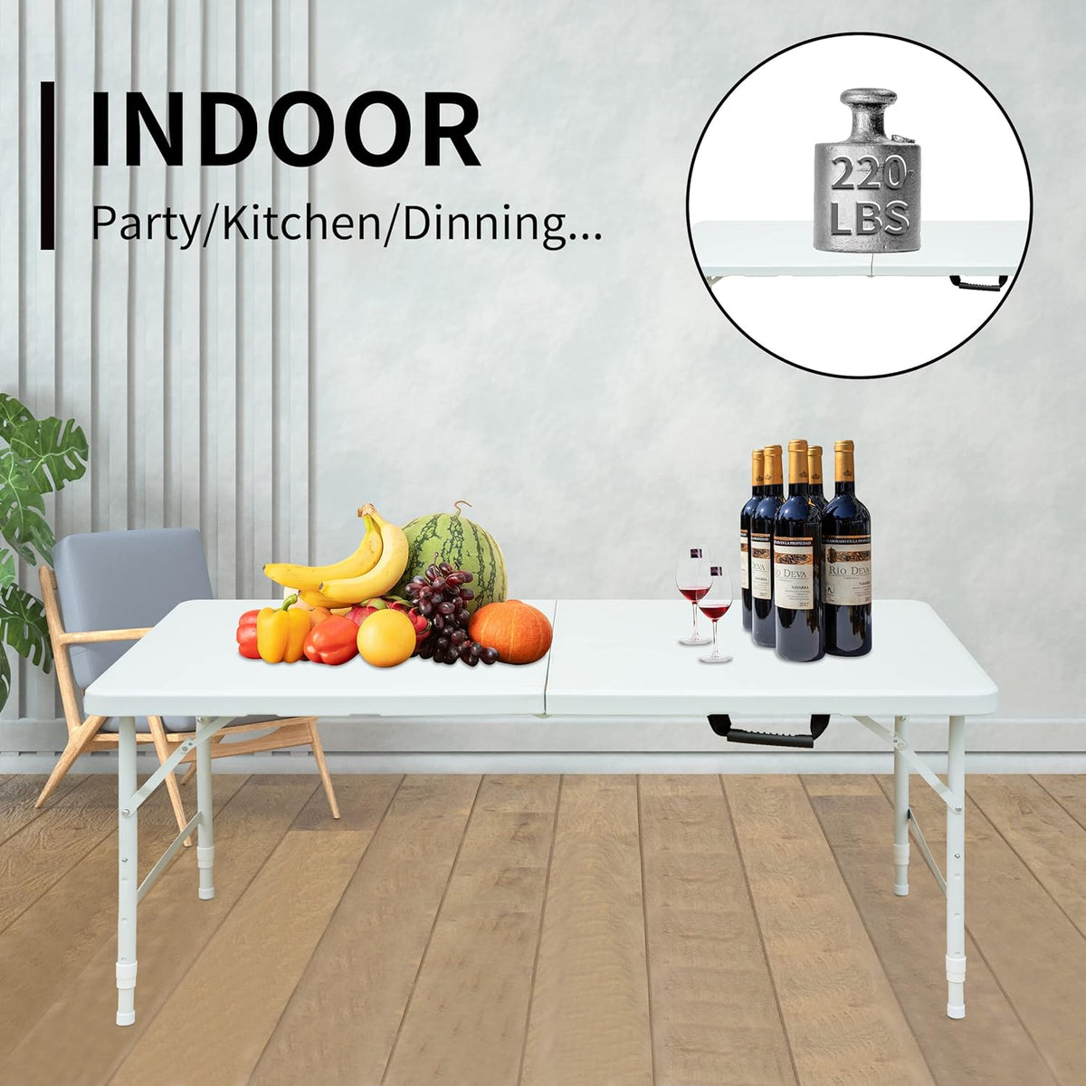 Plastic Folding Table with Carrying Handle R48838