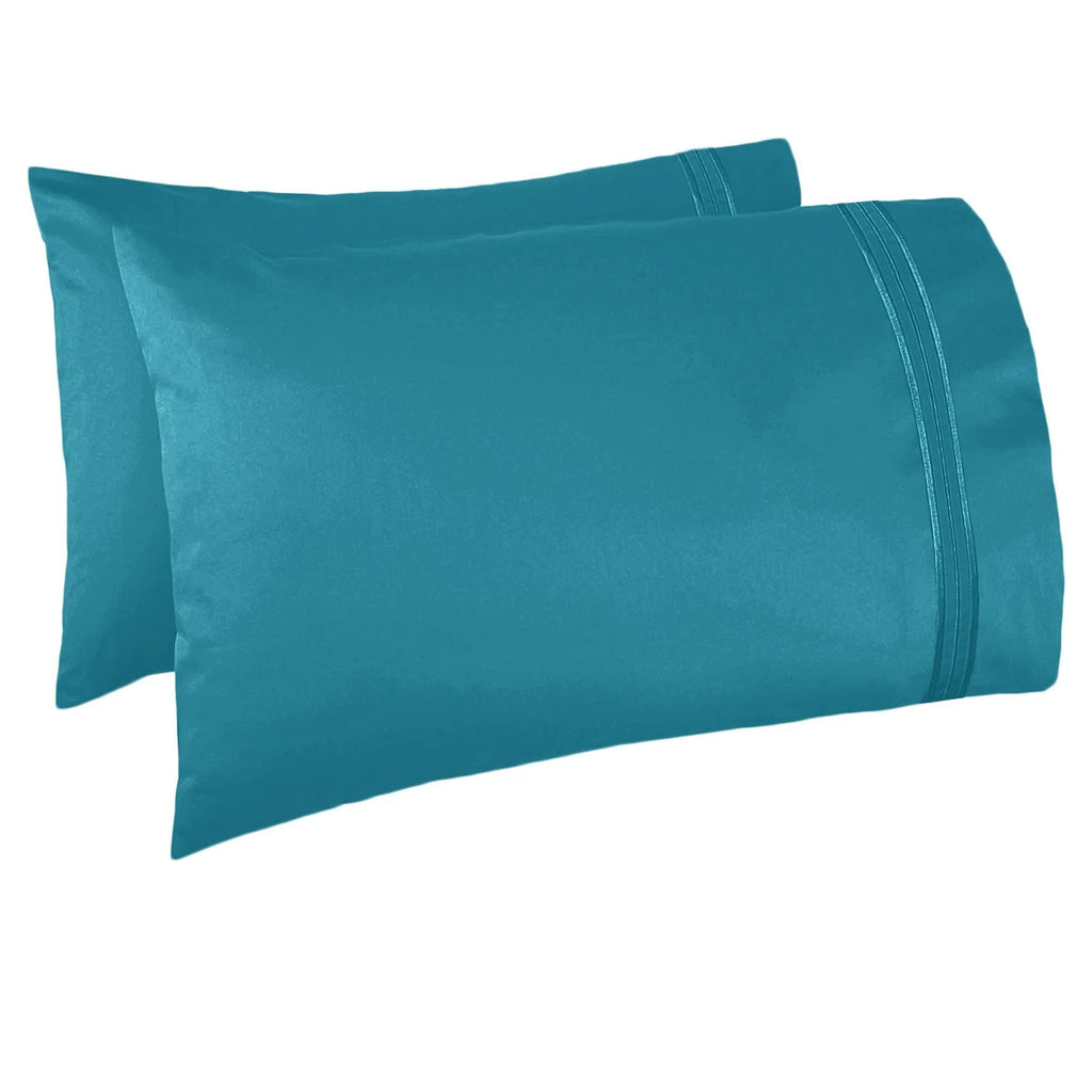 6 Piece California King Teal Microfiber Bed Sheet Set C7559