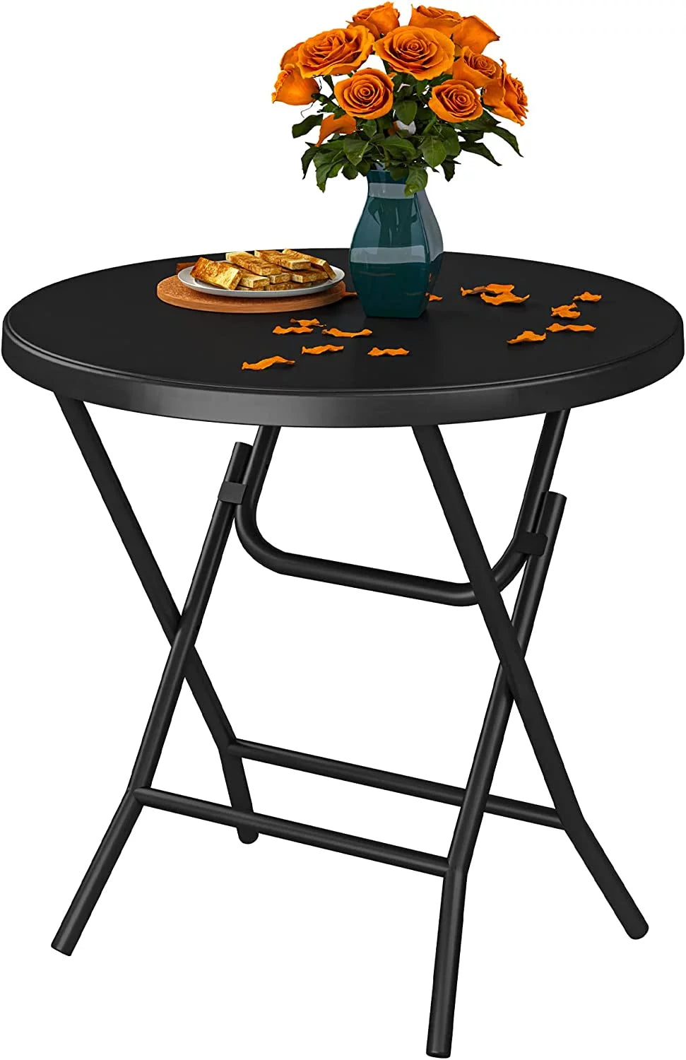 32 Inch Round Folding Table Black E153