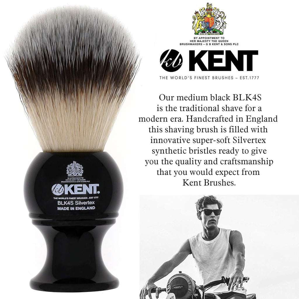 BLK4S Shaving Brush with Silvertext Synthetic Bristles and Black Resin Handle, Pack of 2 R23827