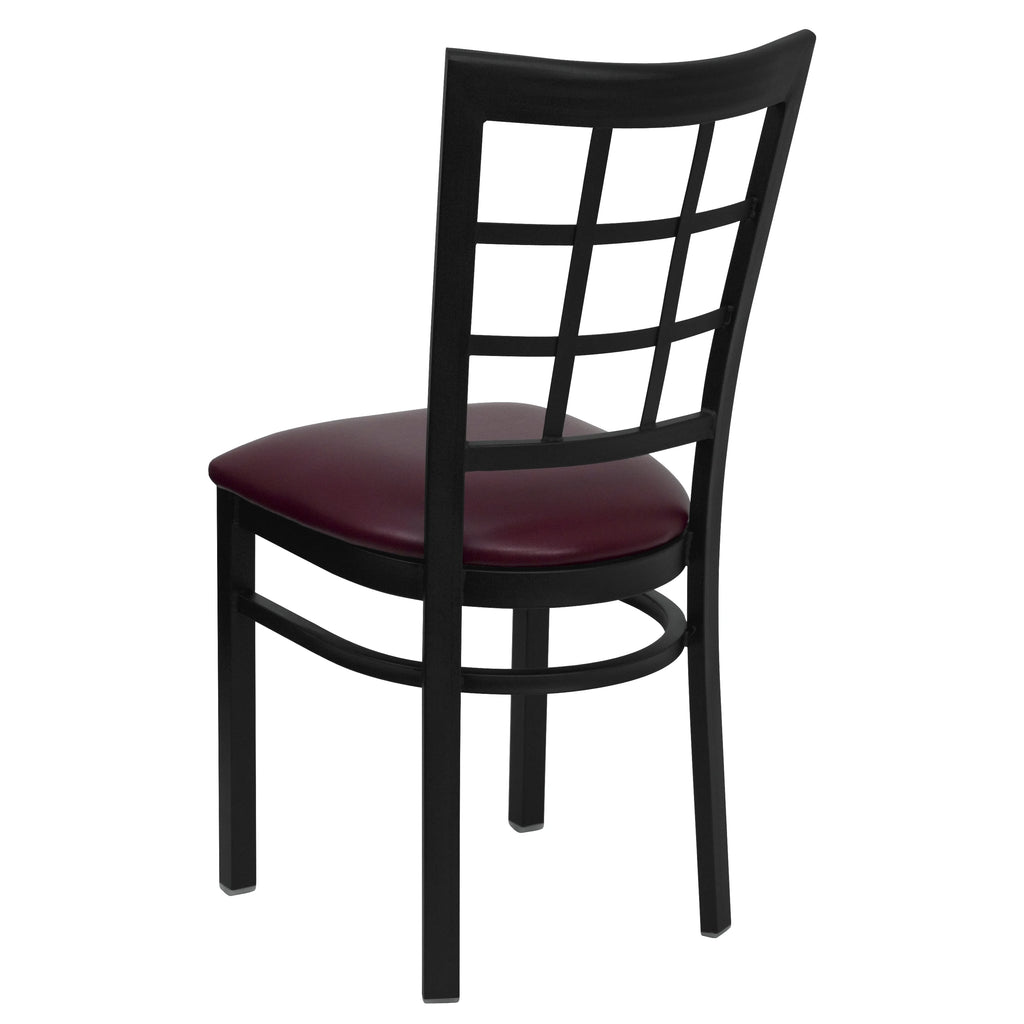 Burgundy Vinyl Seat Metal Restaurant Chair G2582