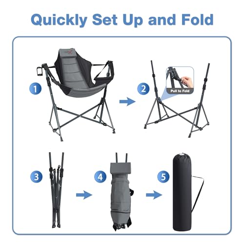 Black Folding Hammock Camping Chair with Cup Holder P5839