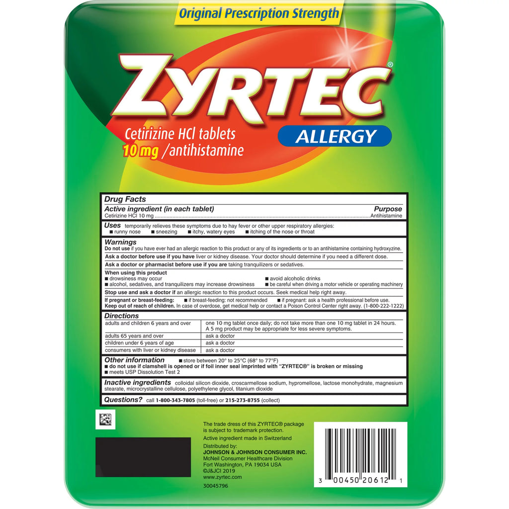24 Hour Allergy Relief Tablets 10mg Cetirizine HCl 120 ct B491979