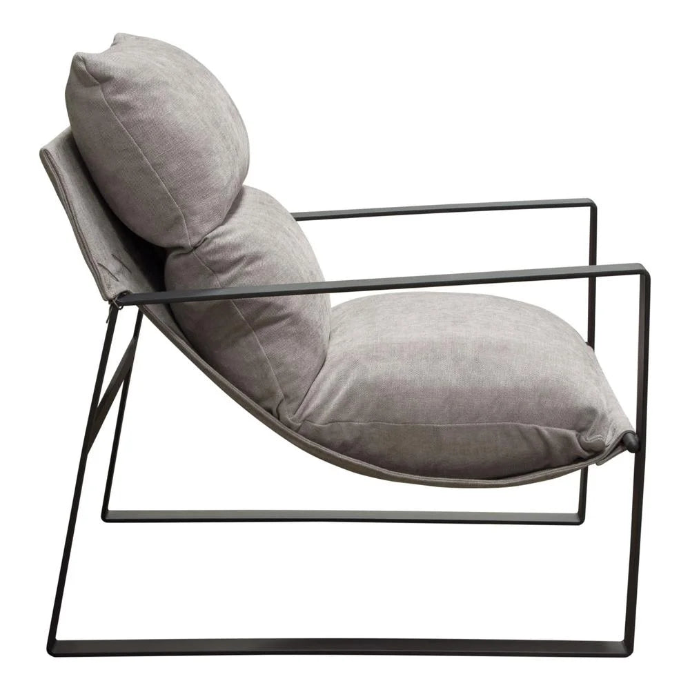 Grey Fabric Accent Chair with Black Metal Frame N211446