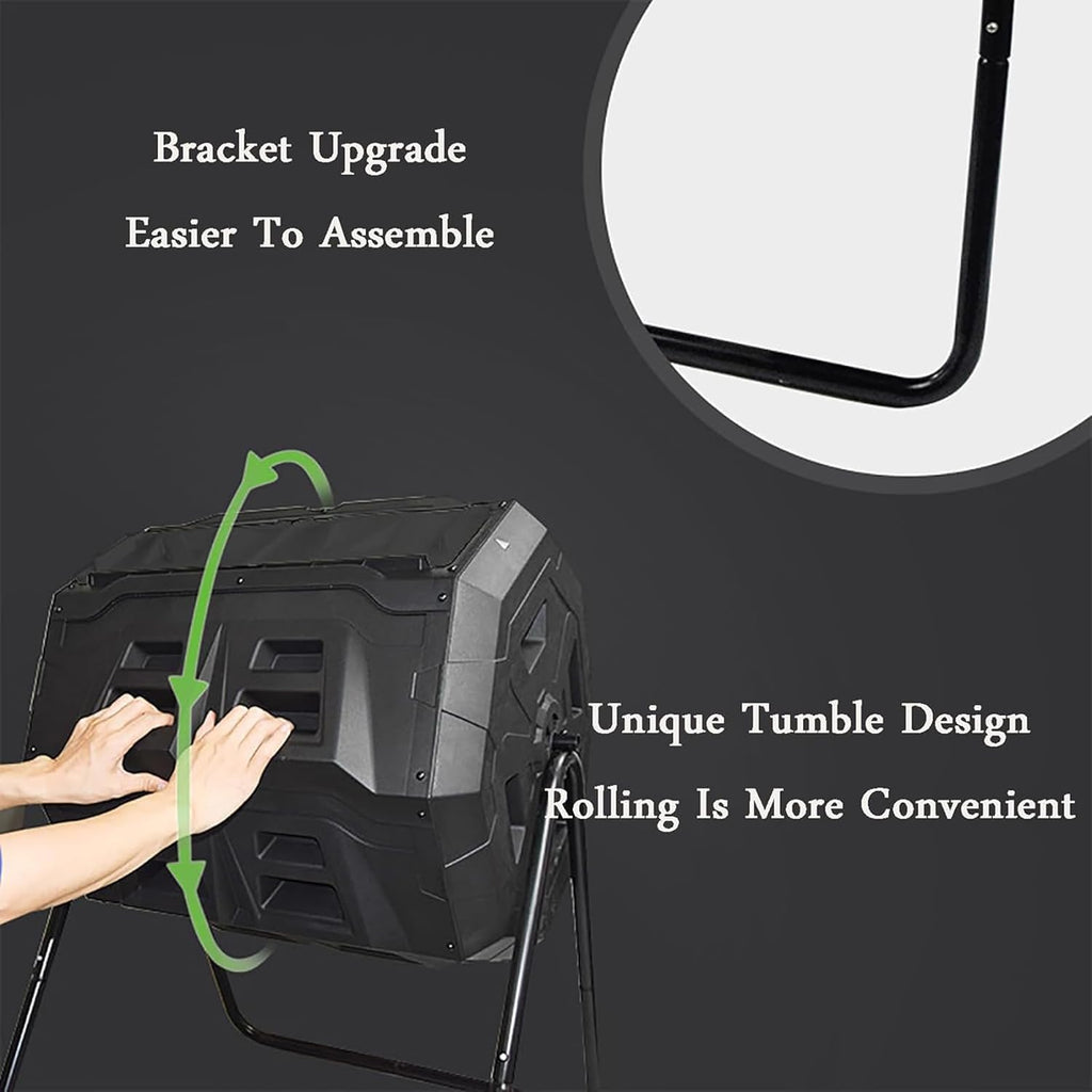 160L Dual Chamber Tumbling Compost Bin with Thermometer V210503