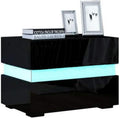 Black LED Nightstand with 2 Drawers X39265