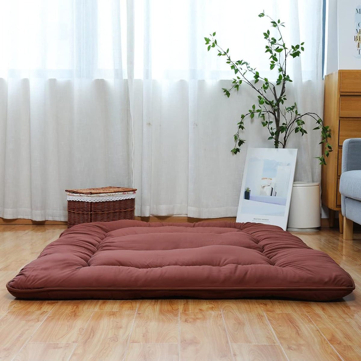 Japanese Floor Mattress Foldable Roll Up Tatami Mat with Washable Cover P547
