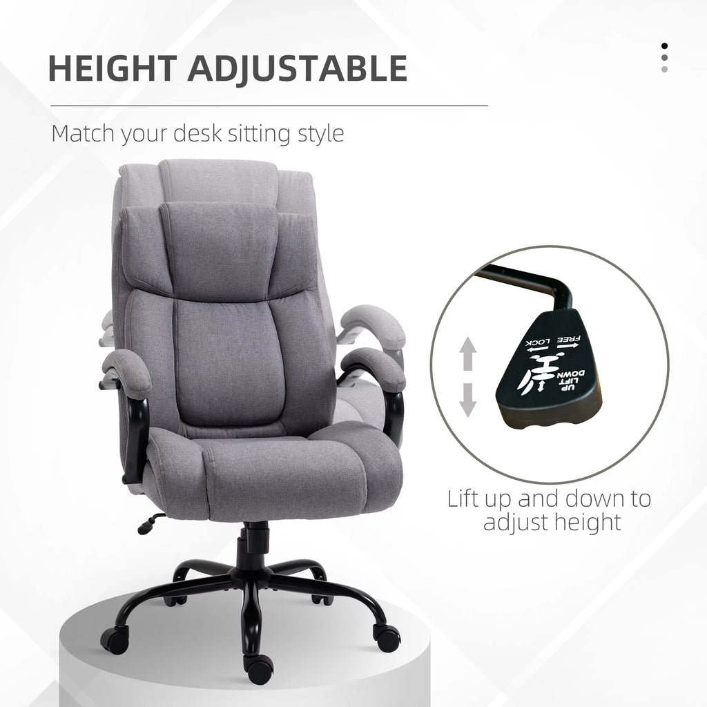 Light Grey Linen Fabric High Back Executive Office Chair E670941