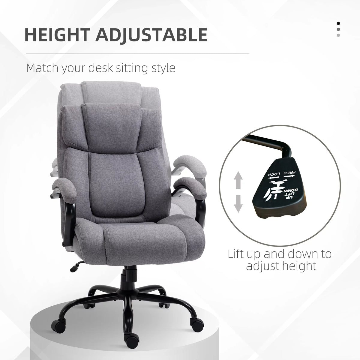 Light Grey Linen Fabric High Back Executive Office Chair E670941
