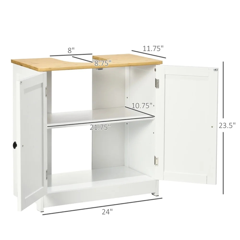 Crystal White Dark Walnut Under Sink Cabinet with Double Doors B91192