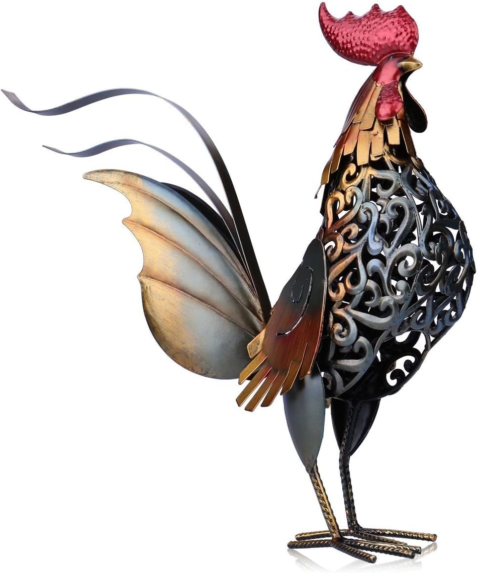 Metal Sculpture Carved Iron Rooster G779082
