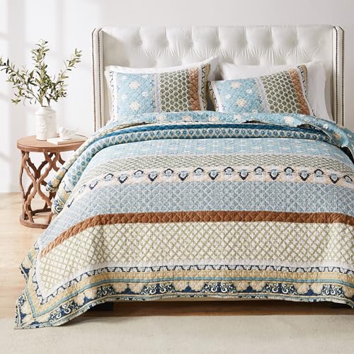 3-Piece Full/Queen Blue Quilted Bedding Set B911780