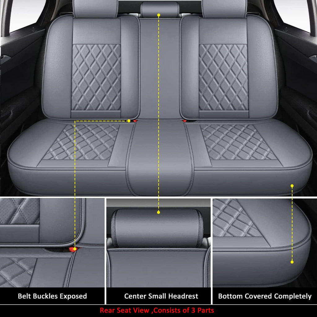 Beige Faux Leather Car Seat Covers Full Set F1794