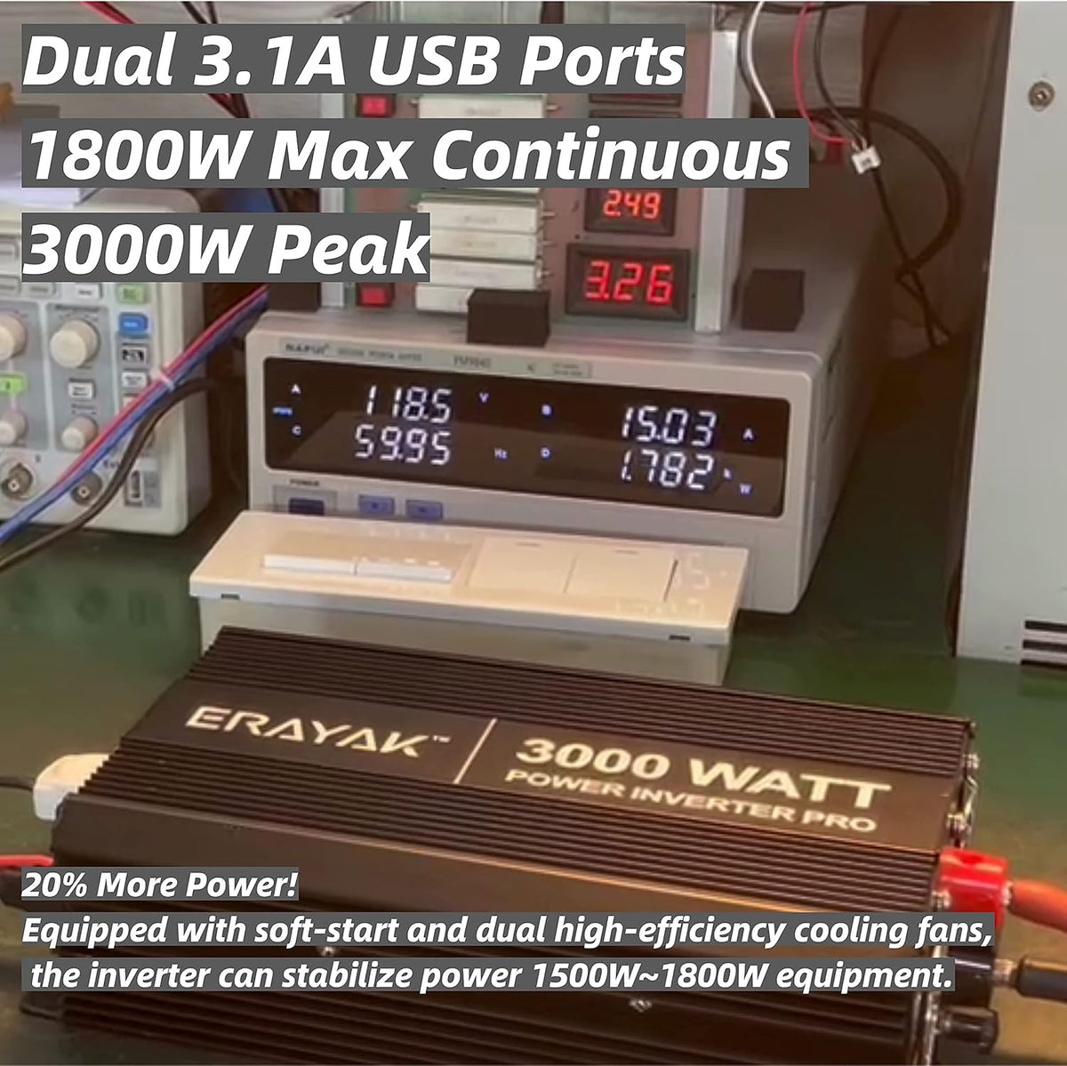 1500W Power Inverter 12v to 110v Modified Sine Wave J135916