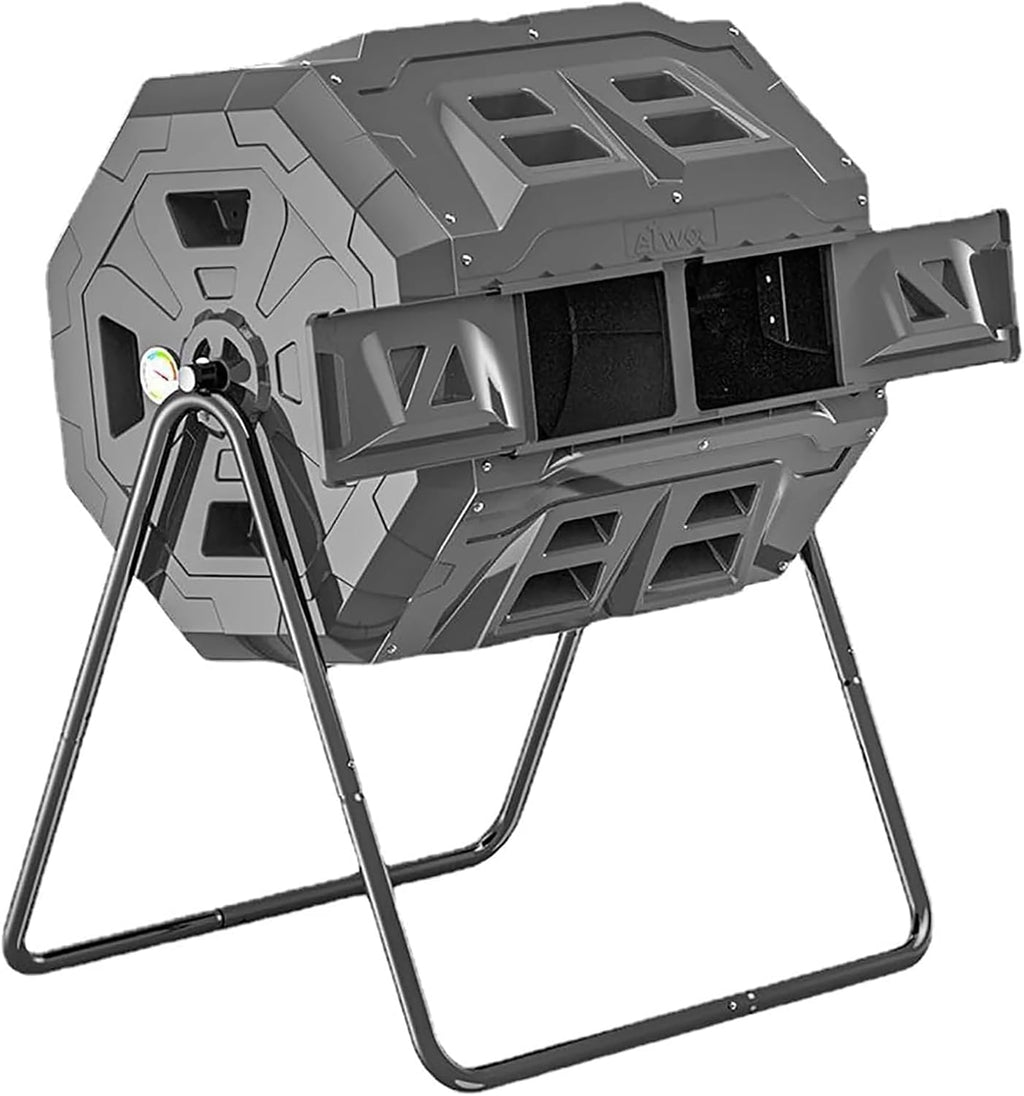 160L Dual Chamber Tumbling Compost Bin with Thermometer V210503