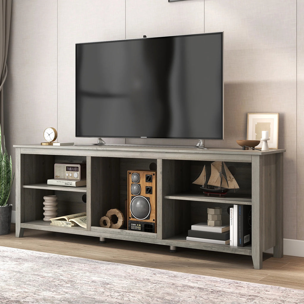 Natural Wood TV Stand with 2 Door Cabinet E1009
