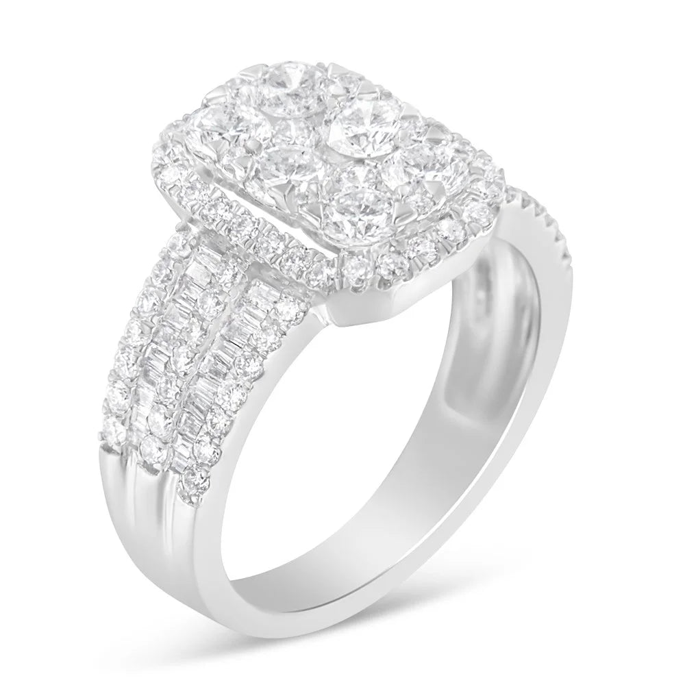 14K White Gold Diamond Cluster Ring V803