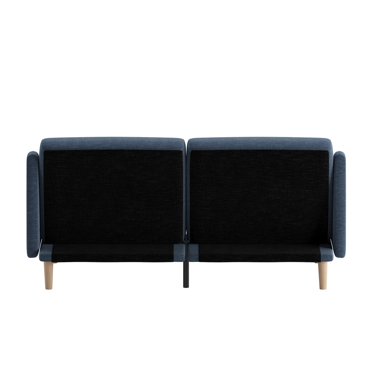 Navy Faux Linen Upholstered Split Back Sofa Futon U75098