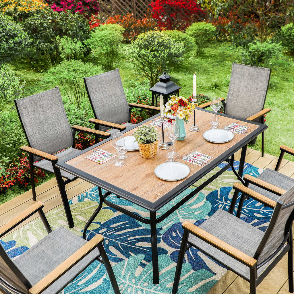 7-Piece Aluminum Outdoor Dining Set with Stackable Chairs Q12599