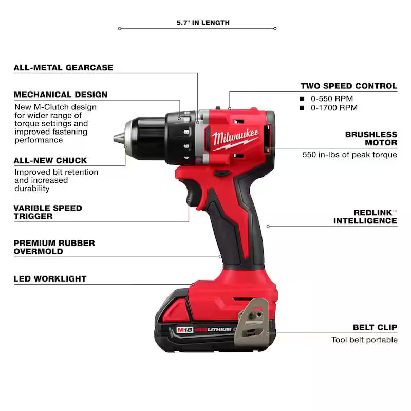 18V Lithium-Ion Brushless Cordless Compact Drill/Impact Combo Kit (2-Tool) F7289