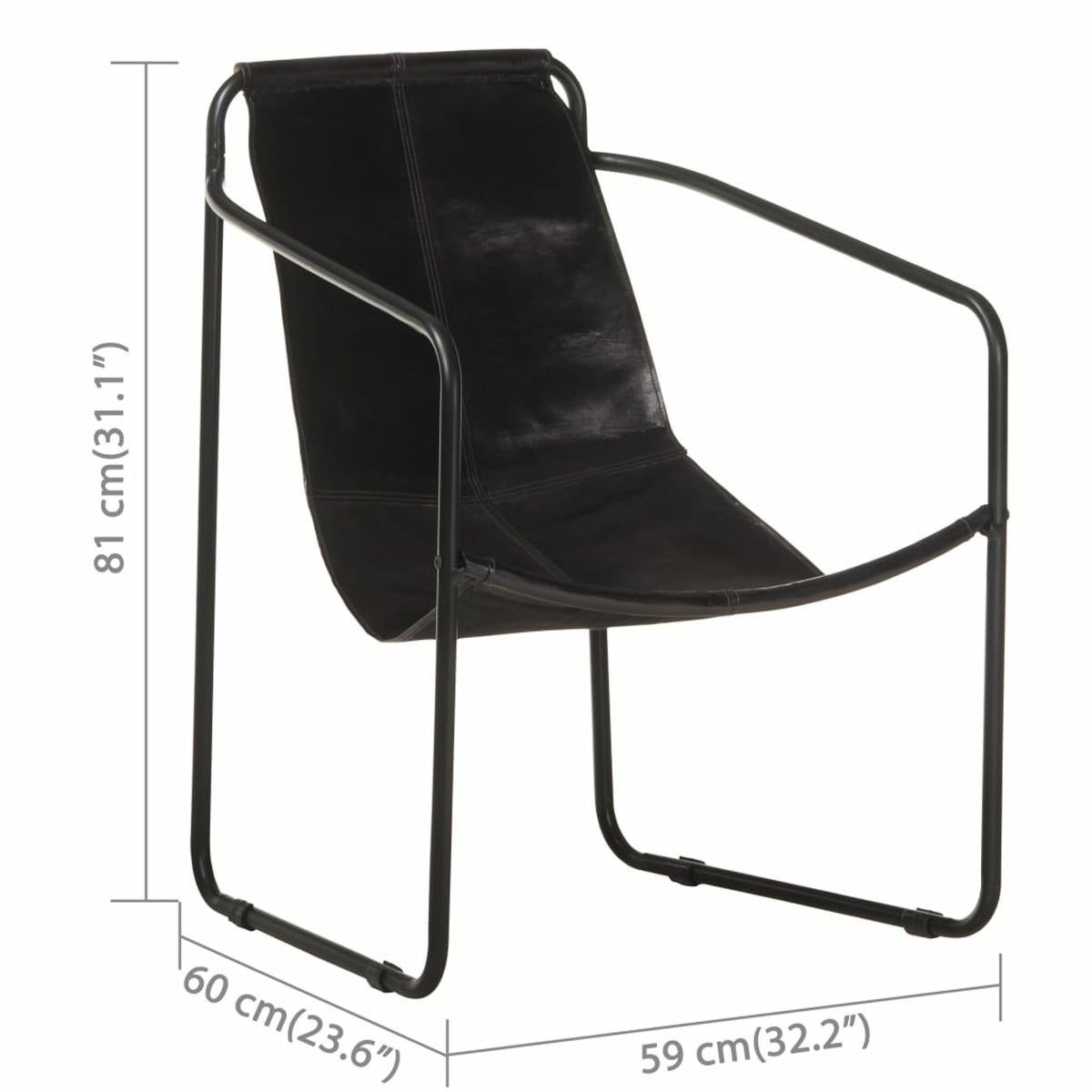 Black Real Leather Armchair T244