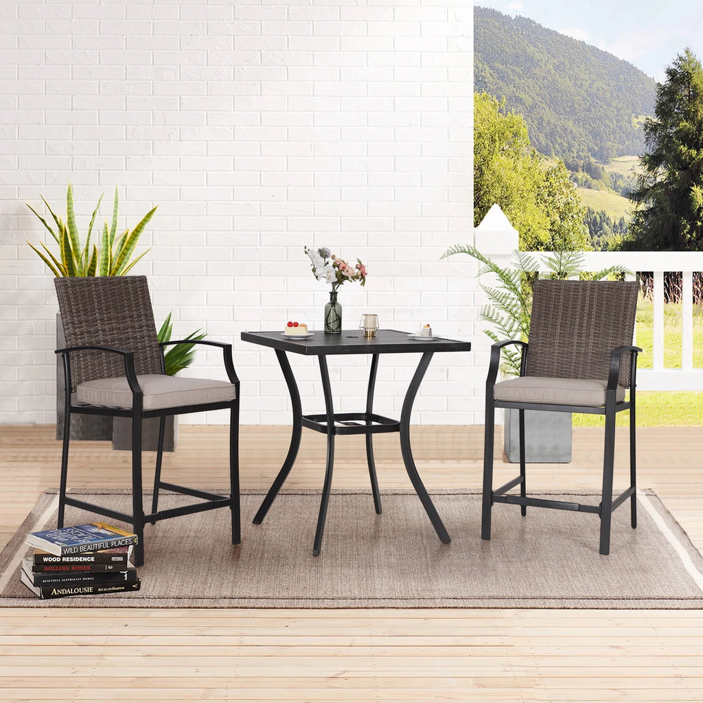 3 Pcs Patio Wicker Bistro Set Bar Table Stool H838425