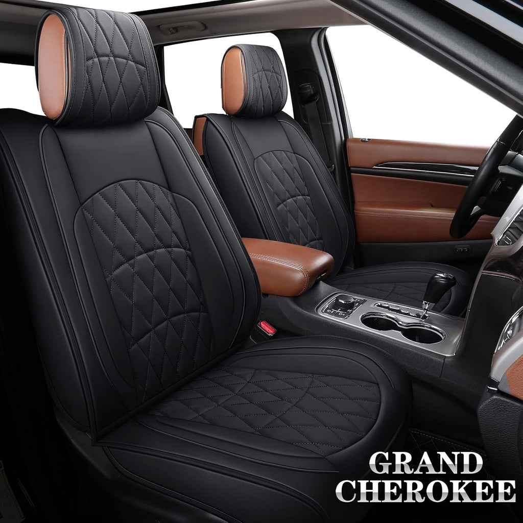 Jeep Grand Cherokee Front Seat Covers 2 PCS Waterproof Leather Black-Red O30766