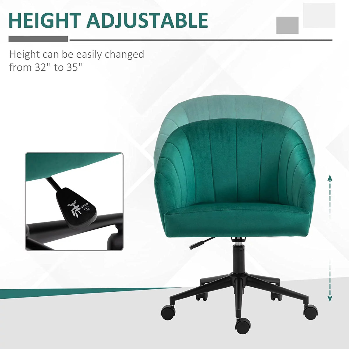 Green Fabric Swivel Desk Chair C878455