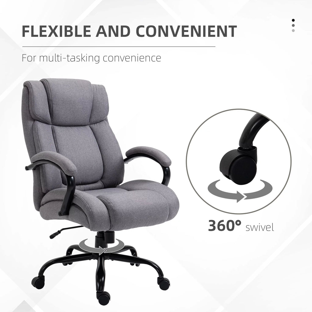 Light Grey Linen Fabric High Back Executive Office Chair E670941