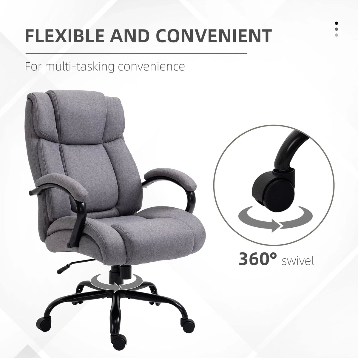 Light Grey Linen Fabric High Back Executive Office Chair E670941