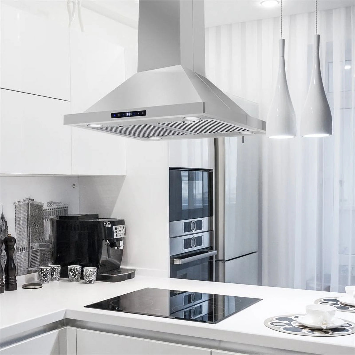 30" 380 CFM Ductless Island Range Hood in Stainless Steel D768