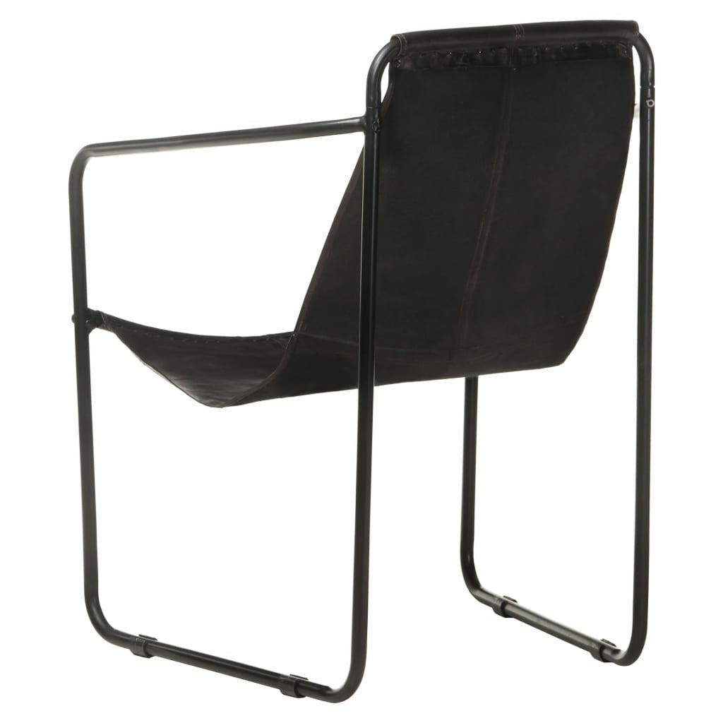 Black Real Leather Armchair T244