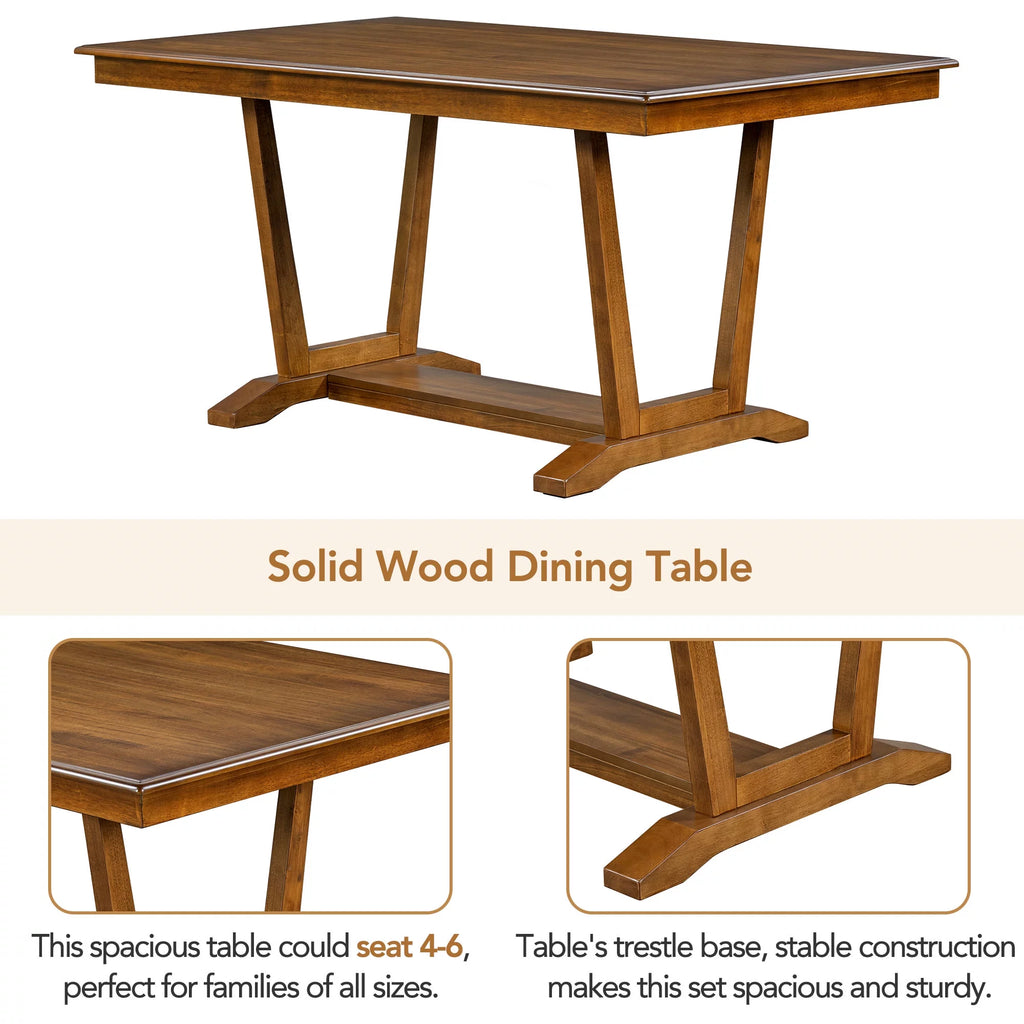 5 Piece Wood Dining Table Set with 4 Upholstered Chairs N204379
