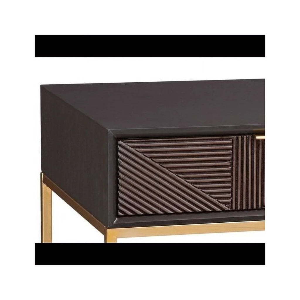 Black Wood and Metal Rectangular End Table S92691