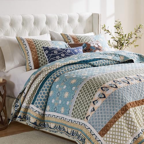 3-Piece Full/Queen Blue Quilted Bedding Set B911780