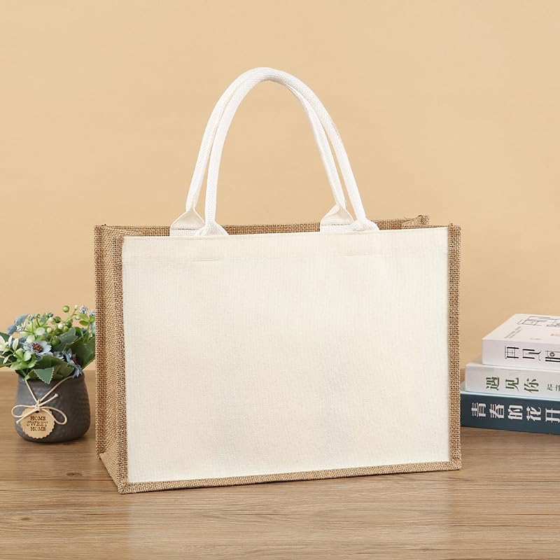 6 Pack Burlap Tote Bags with Handles A8439