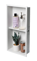 12 x 24 Stainless Steel Double Shelf Bath Shower Niche Matte White J871