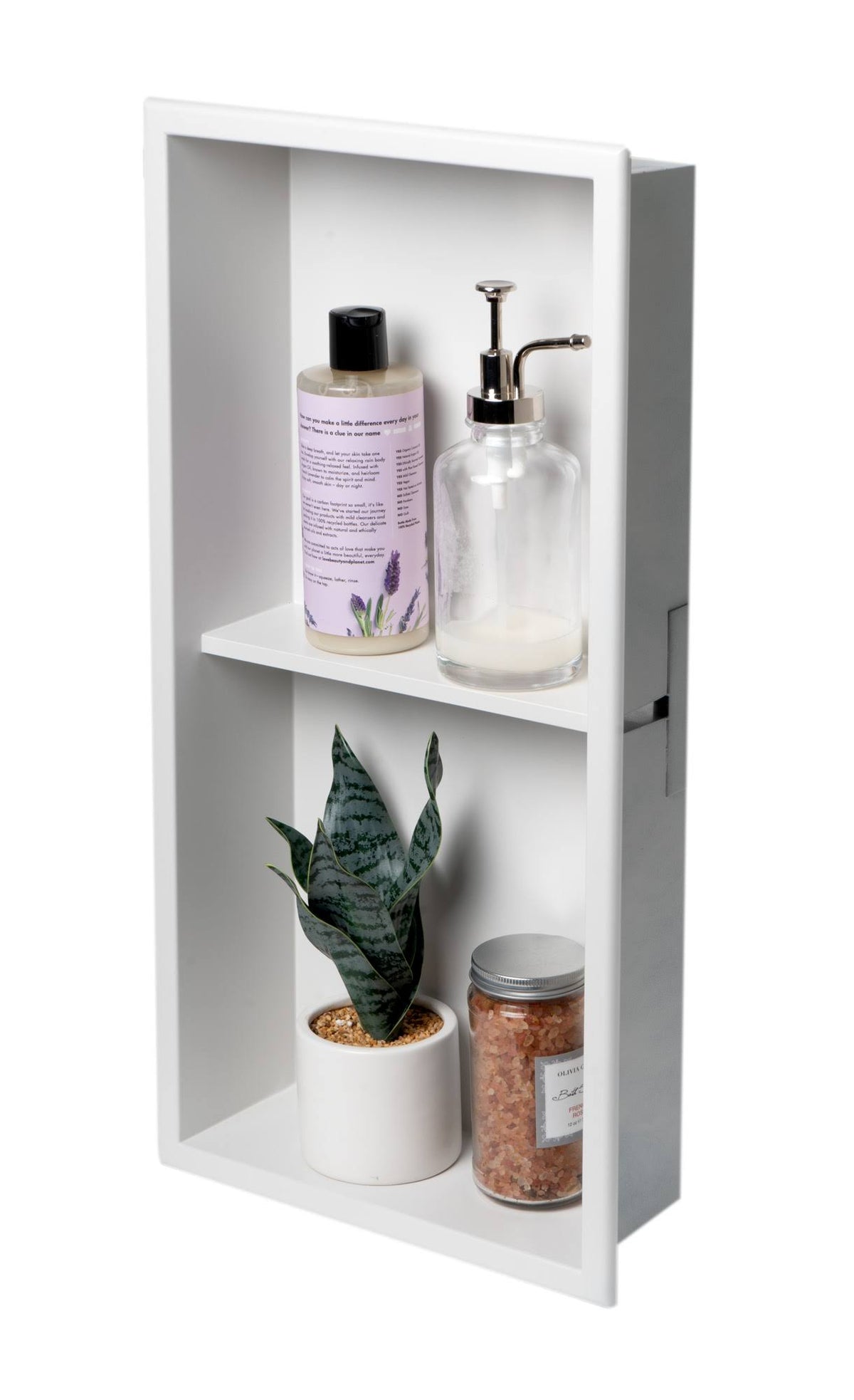 12 x 24 Stainless Steel Double Shelf Bath Shower Niche Matte White J871