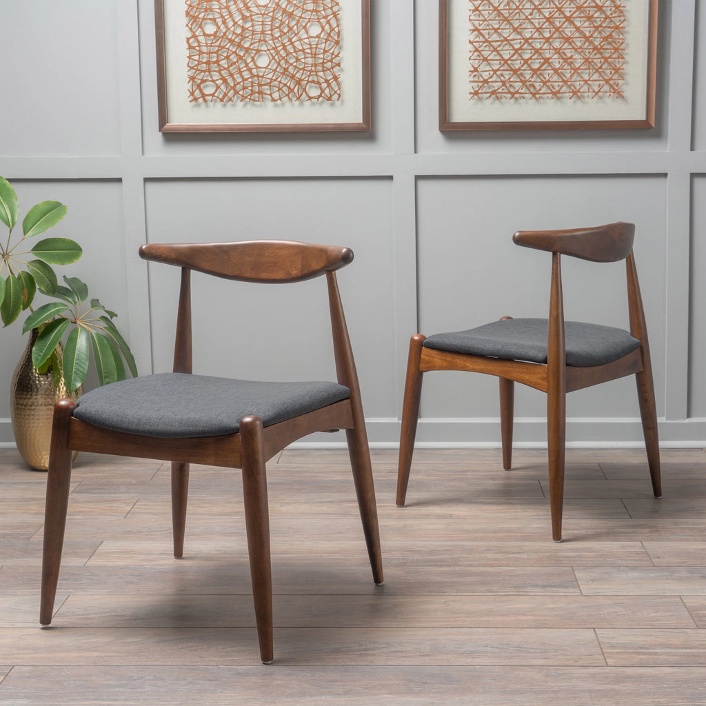 Charcoal Fabric Upholstered Dining Chairs, Set of 2 M5315