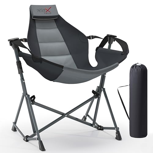 Black Folding Hammock Camping Chair with Cup Holder P5839