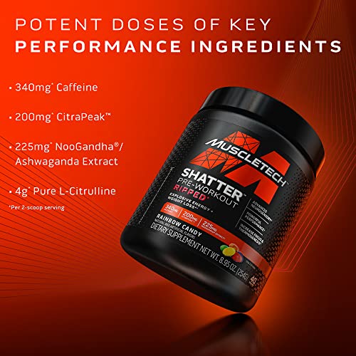 Pre Workout Energy Powder Drink Mix Rainbow Candy (40 Servings) W4019