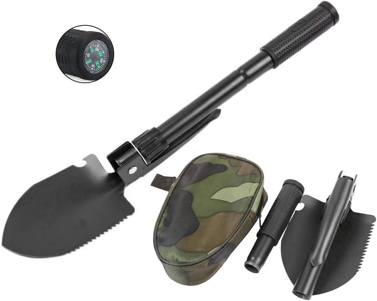 Black Folding Camping Shovel with Carrying Pouch I50001