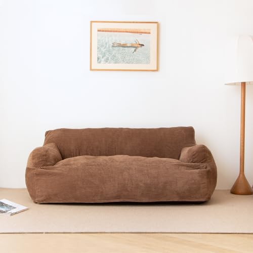 Brown Twin Size Foam Filling Bean Bag Sofa with Removable Cover Y63747