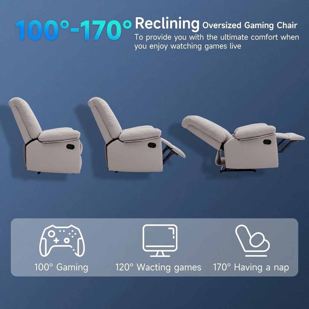Oversized Creamy White Leather Recliner Chair J1586