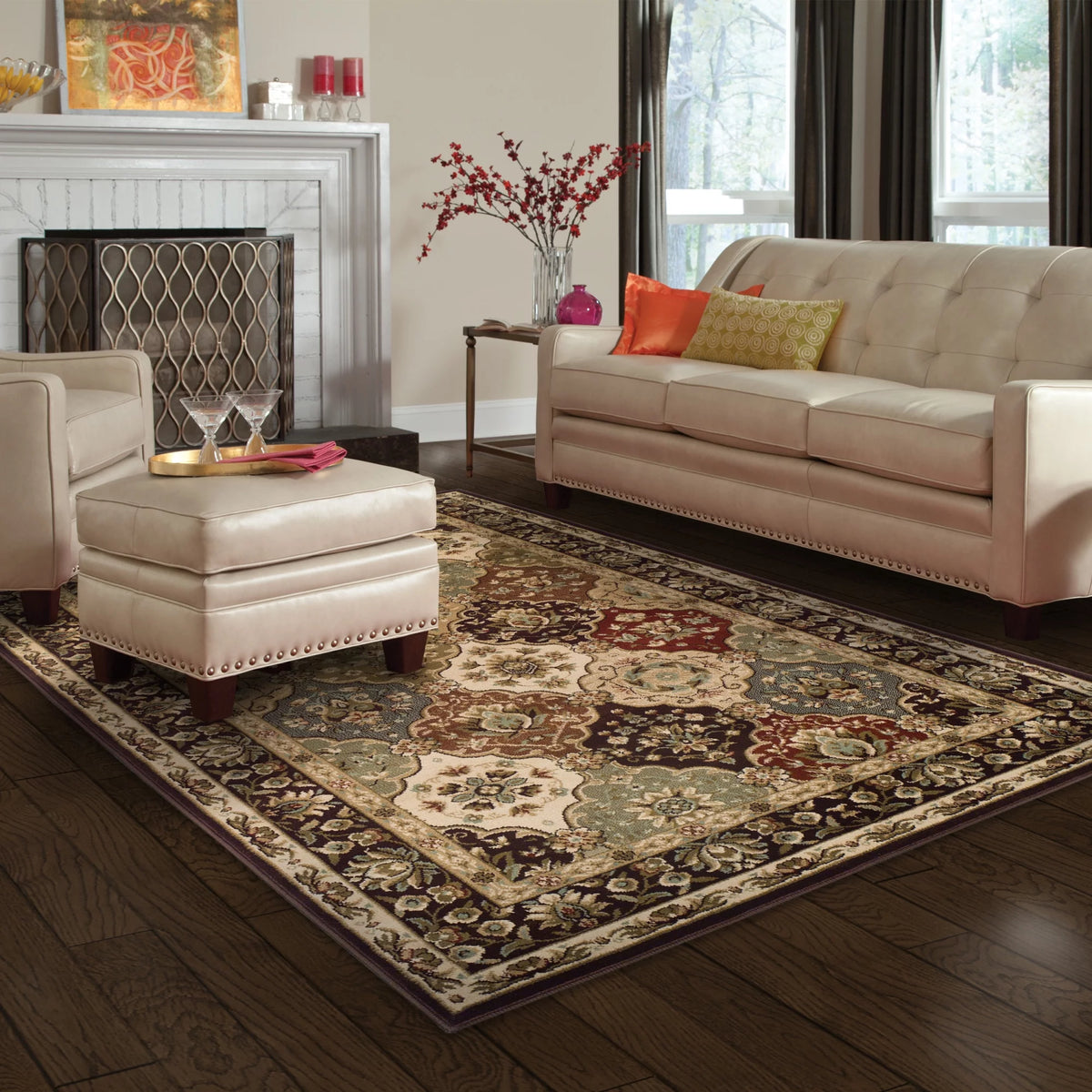 Chocolate 8' x 10' Floral Indoor Area Rug A12472