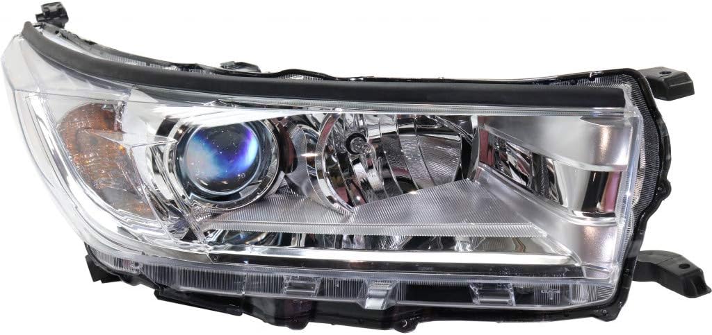 Headlight Assembly Pair for Toyota Highlander 2017 2018 2019 Driver and Passenger Side Clear Chrome B1369